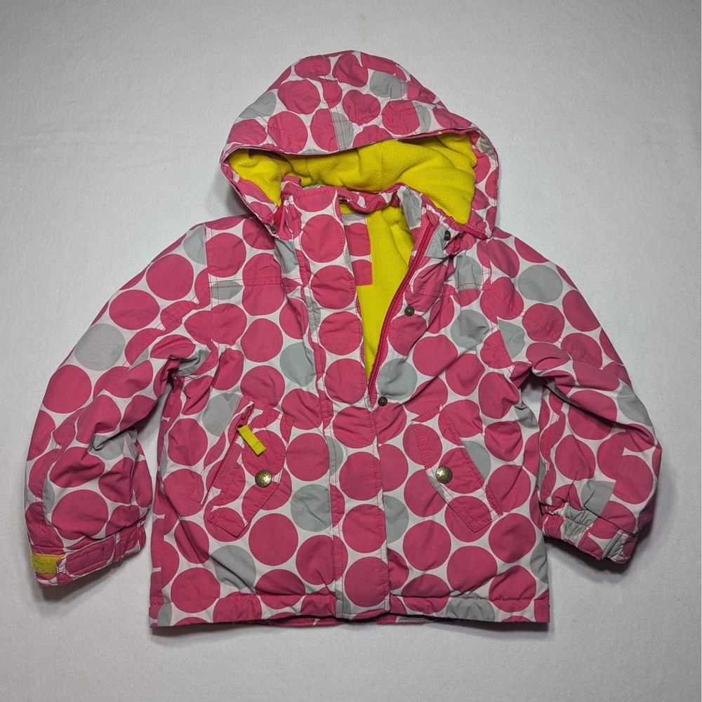 Mini Boden Pink Polka Dot Hooded Jacket Fleece Lined | Girls